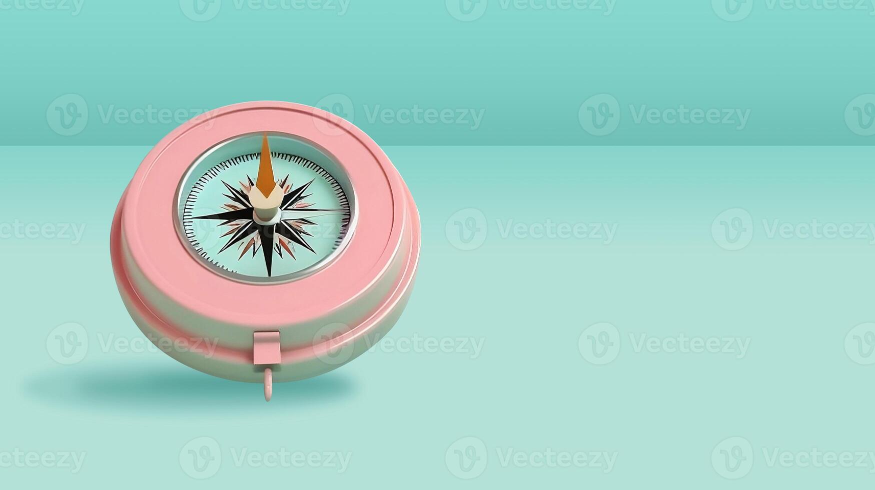 . 3d rendering of a compass in pastel colors on blue background photo
