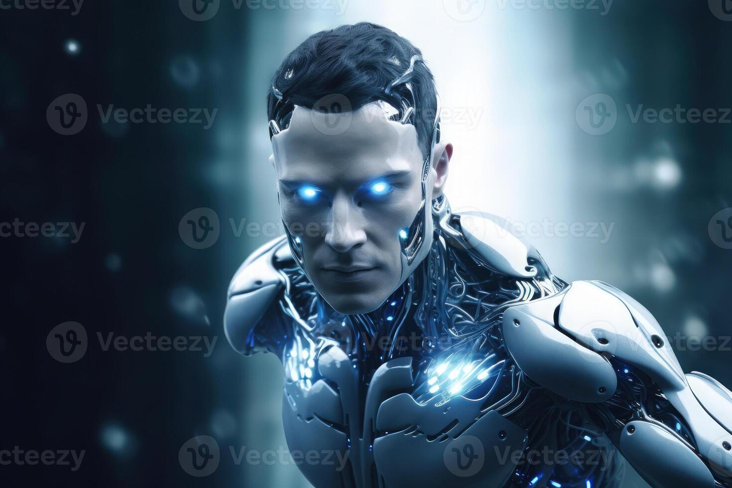 The robotic half the human smart tech intelligence. photo
