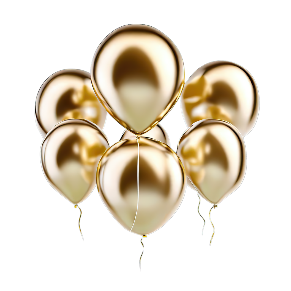 comemoro ouro balão, feliz aniversário e Novo ano ai generativo png