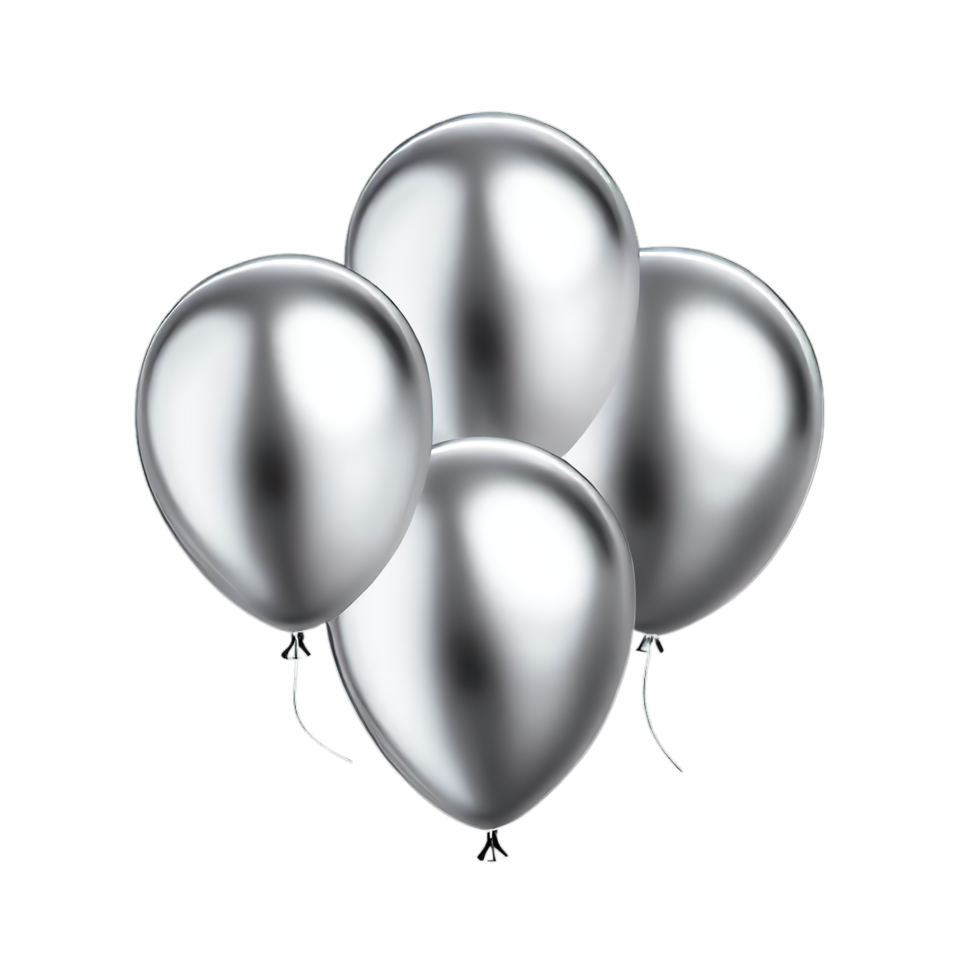 celebrate silver balloon, happy birthday and new year AI Generative png