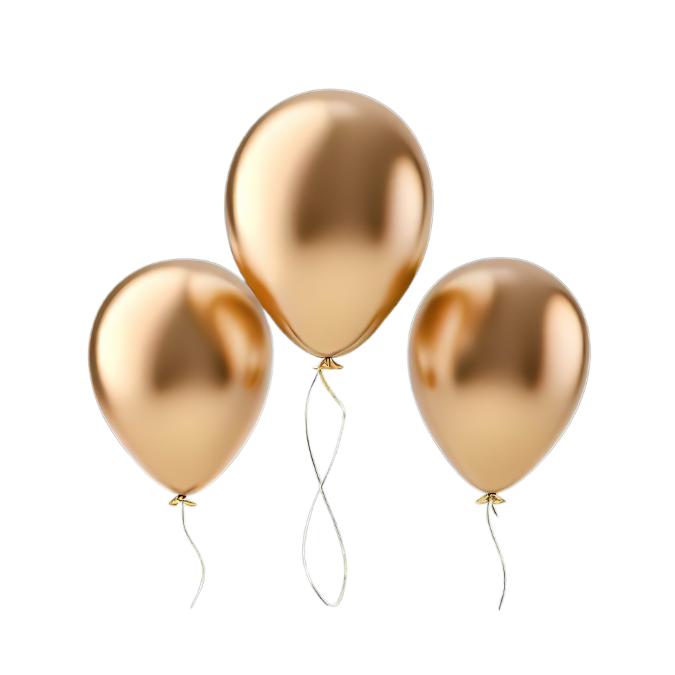 celebrare oro Palloncino, contento compleanno e nuovo anno ai generativo png