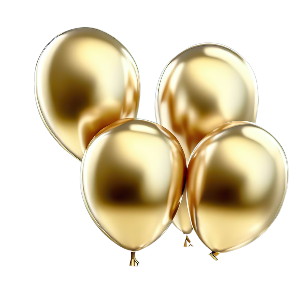 célébrer or ballon, content anniversaire et Nouveau année ai génératif png