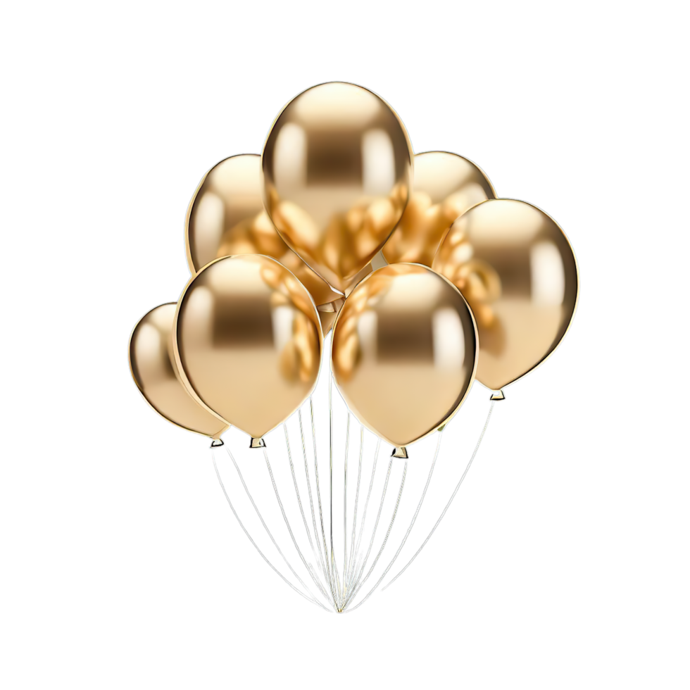 celebrate gold balloon, happy birthday and new year AI Generative png