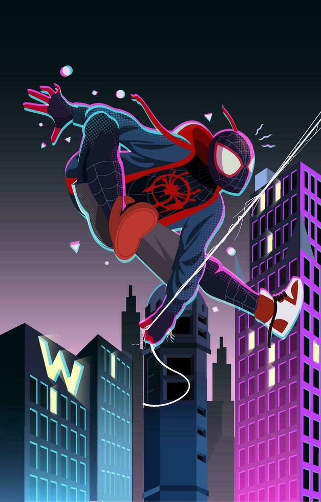 Spider Human Swinging The Skyscraper vector