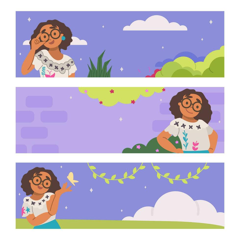 Beautiful Colombian Girl In Her Garden vector