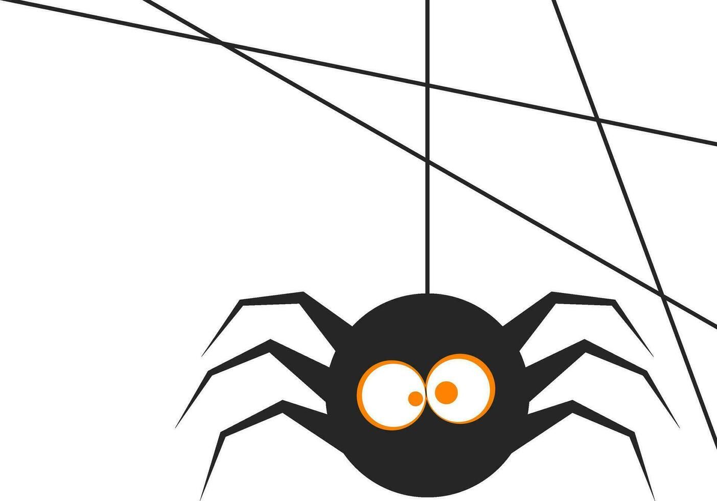 Character of spider and web in black color. vector