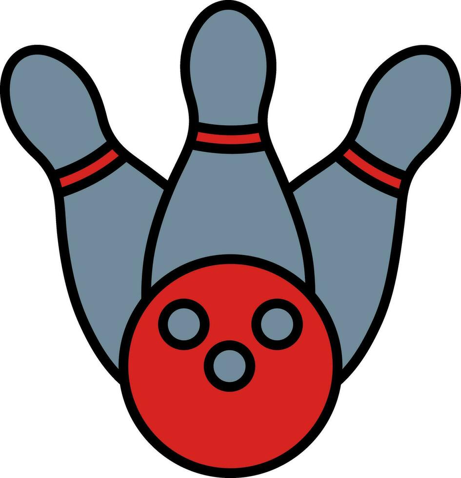 Bowling Pins With Ball Icon In Gray And Red Color. vector