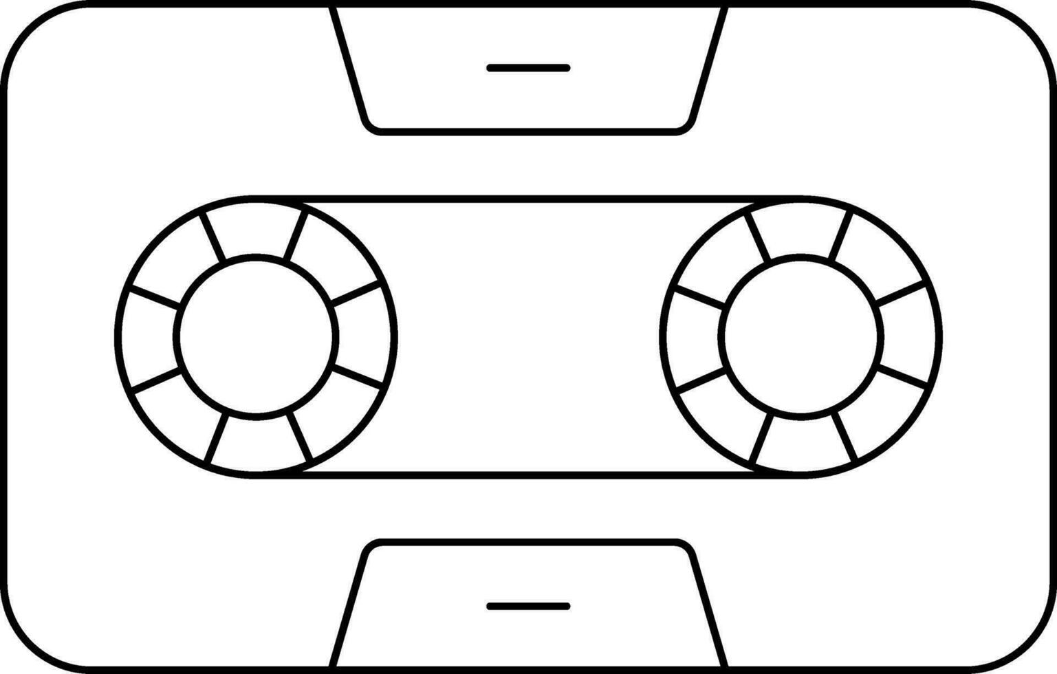 Cassette Icon In Black Line Art. vector