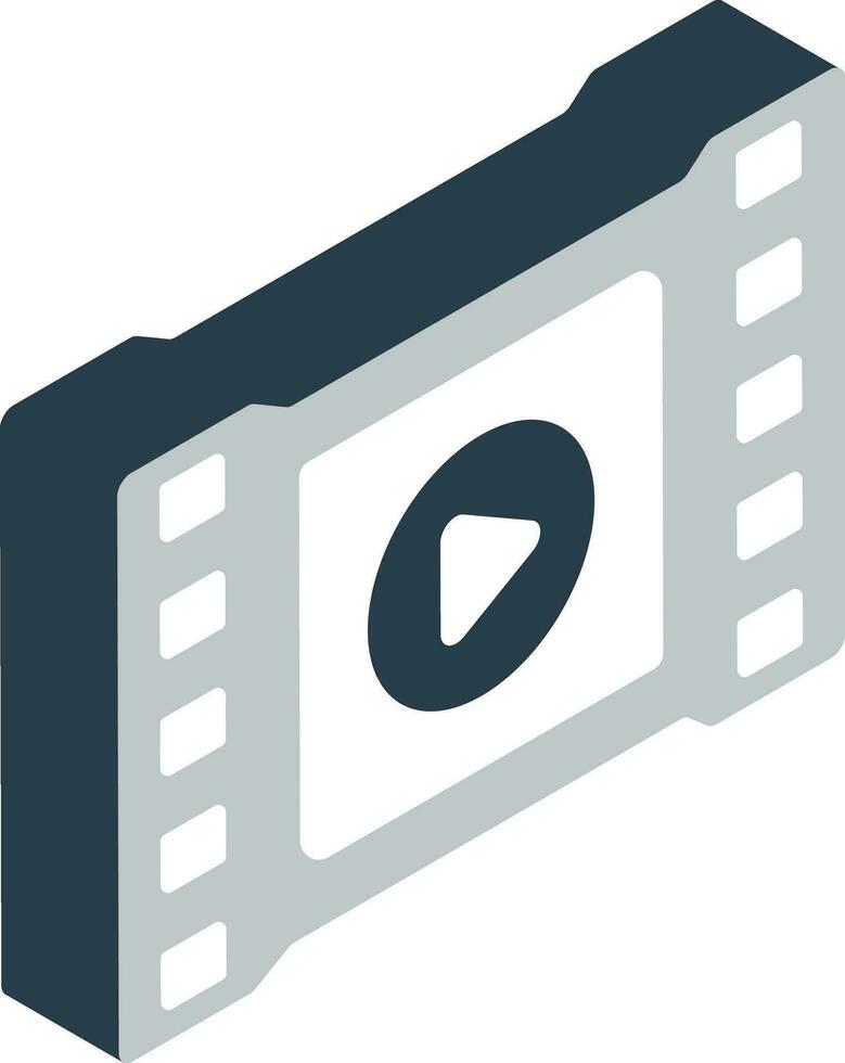 Gray Video Play Filmstrip Icon in Isometric Style. vector
