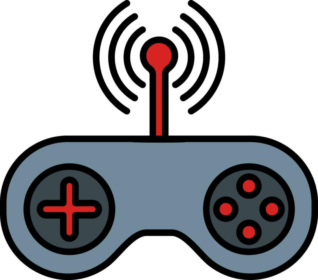 Wifi Joystick Or Gamepad Icon In Gray And Red Color. vector