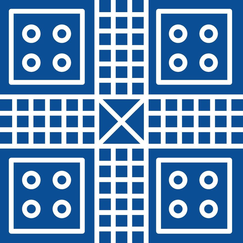 Ludo Icon In Blue And White Color. vector