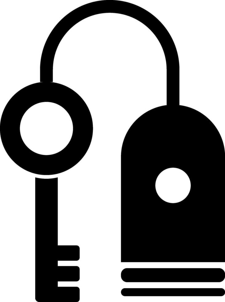 Isolated black and white icon of room key. vector