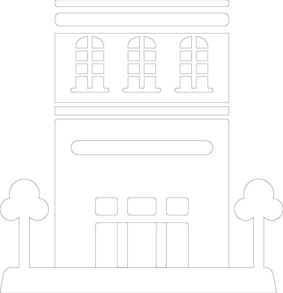 Restaurant, Building or Hotel icon in line art. vector