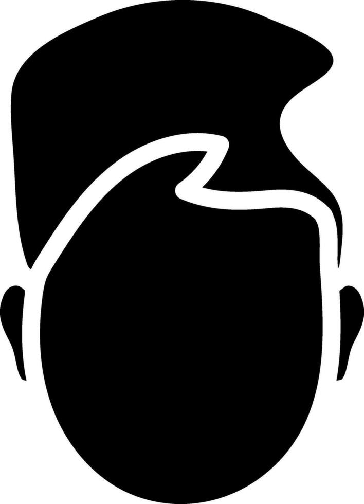 Glyph Style Man Face Icon On White Background. vector