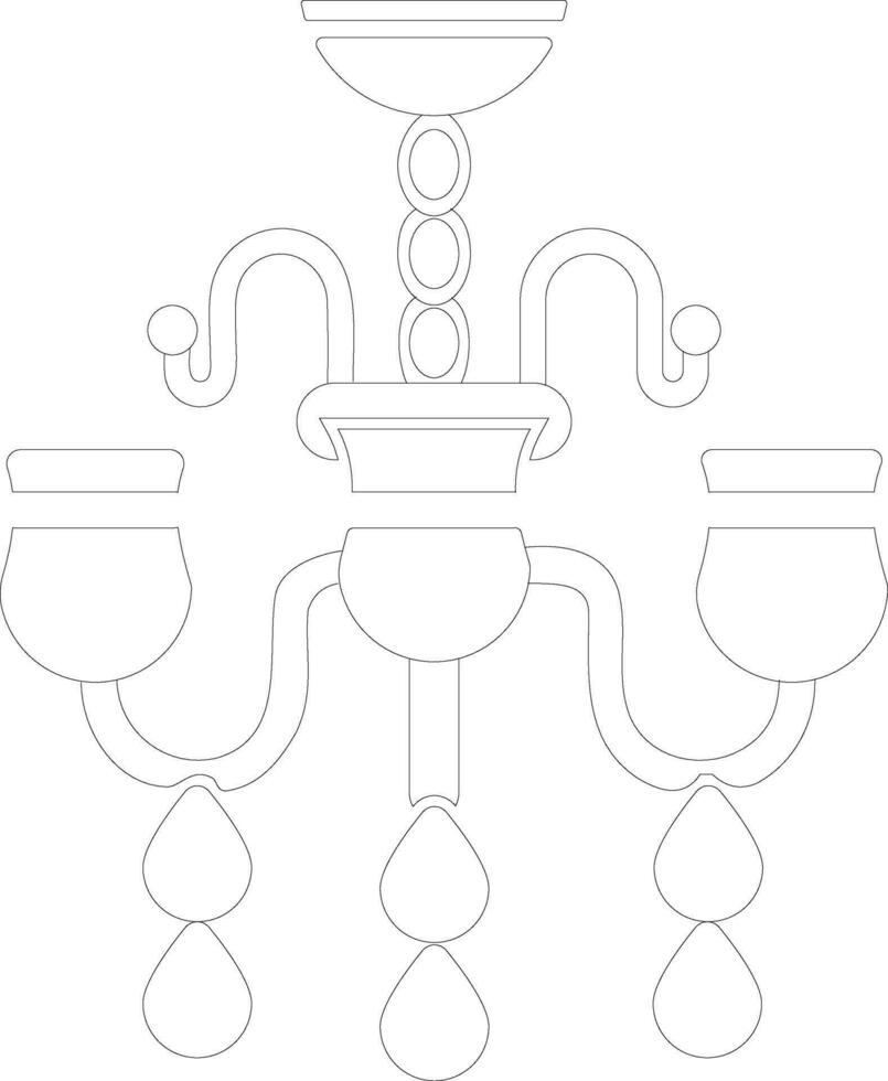 Isolated line art icon of Chandelier Lamp. vector