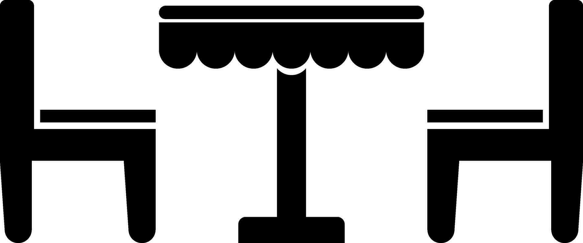 Flat Table and Chair icon or Restaurant, cafe view. vector