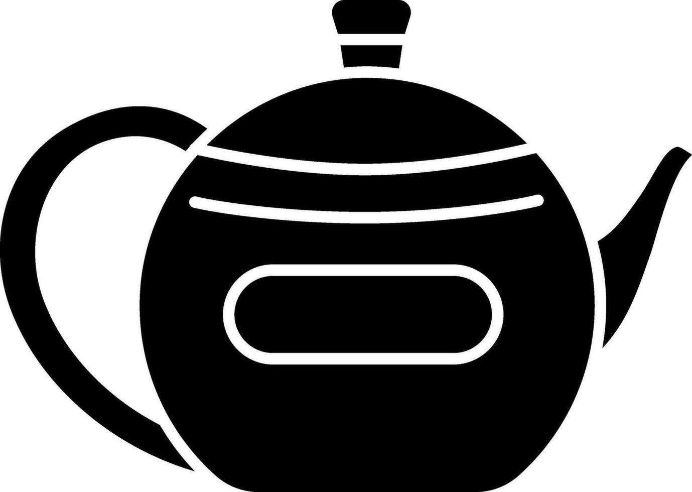 Black Outline Art of Kettle Icon In Flat Style. vector