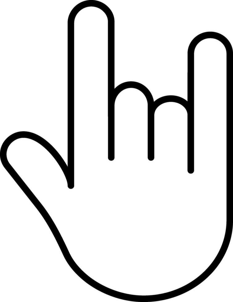 Black Outline Rock and Roll Hand Icon or Symbol. vector