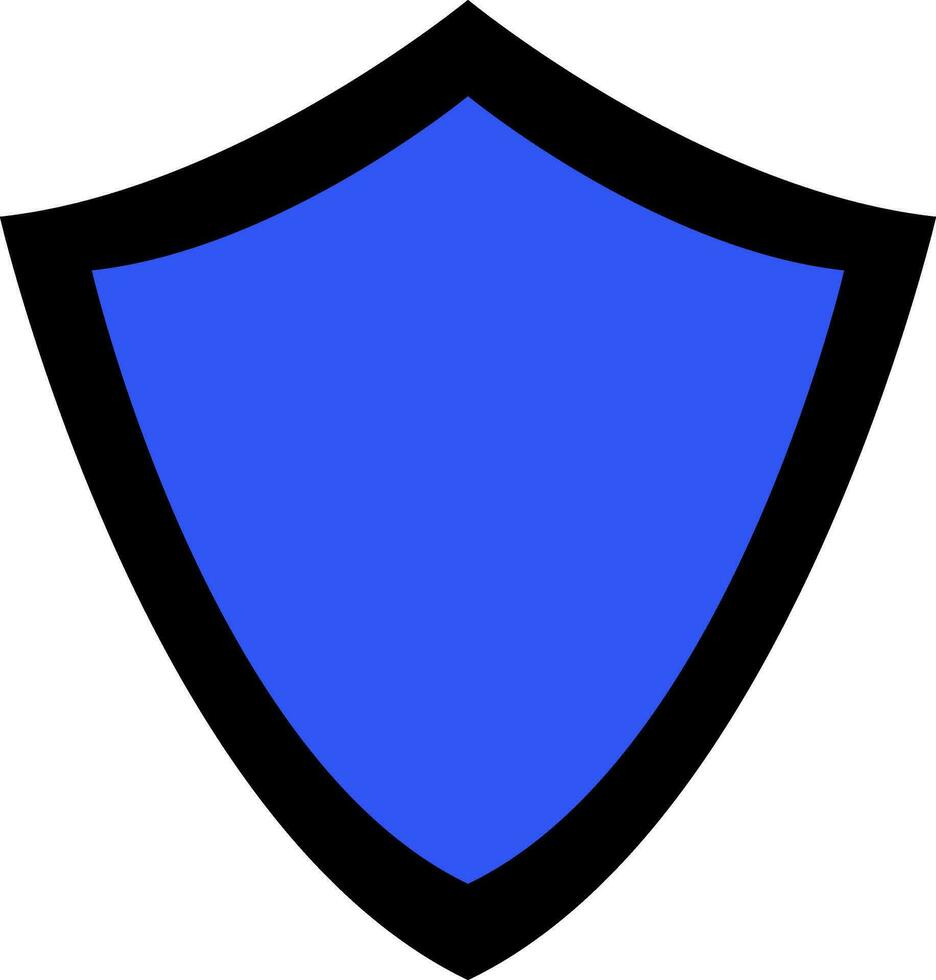 Black abd blue shield in flat style. vector
