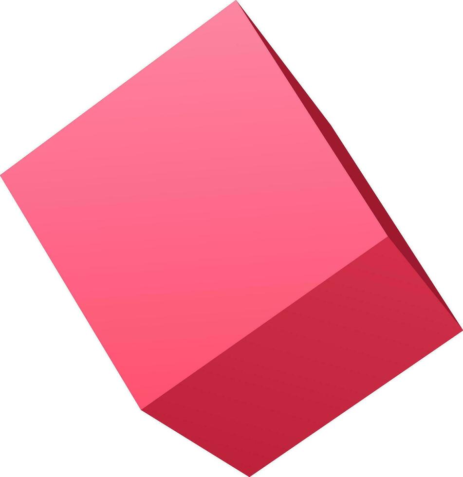 3D illustration of cube in pink color. vector