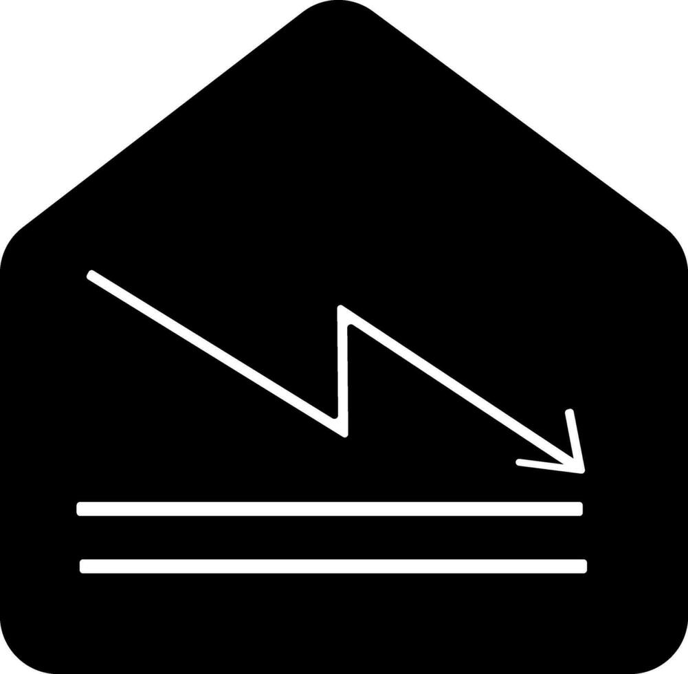 House with line graph in black and white color. vector