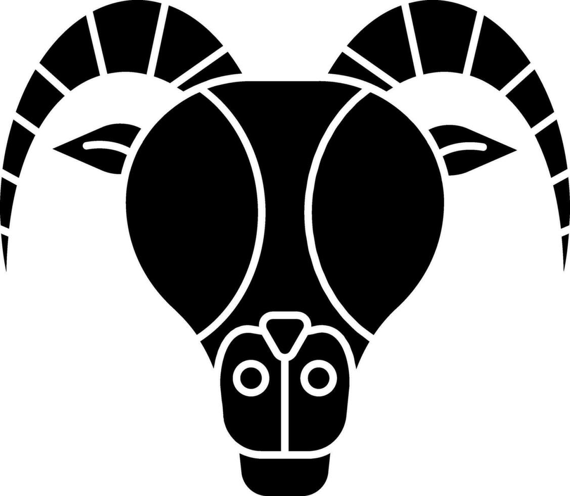 Flat Style Of Aries Zodiac Icon Or Symbol In black and white Color. vector