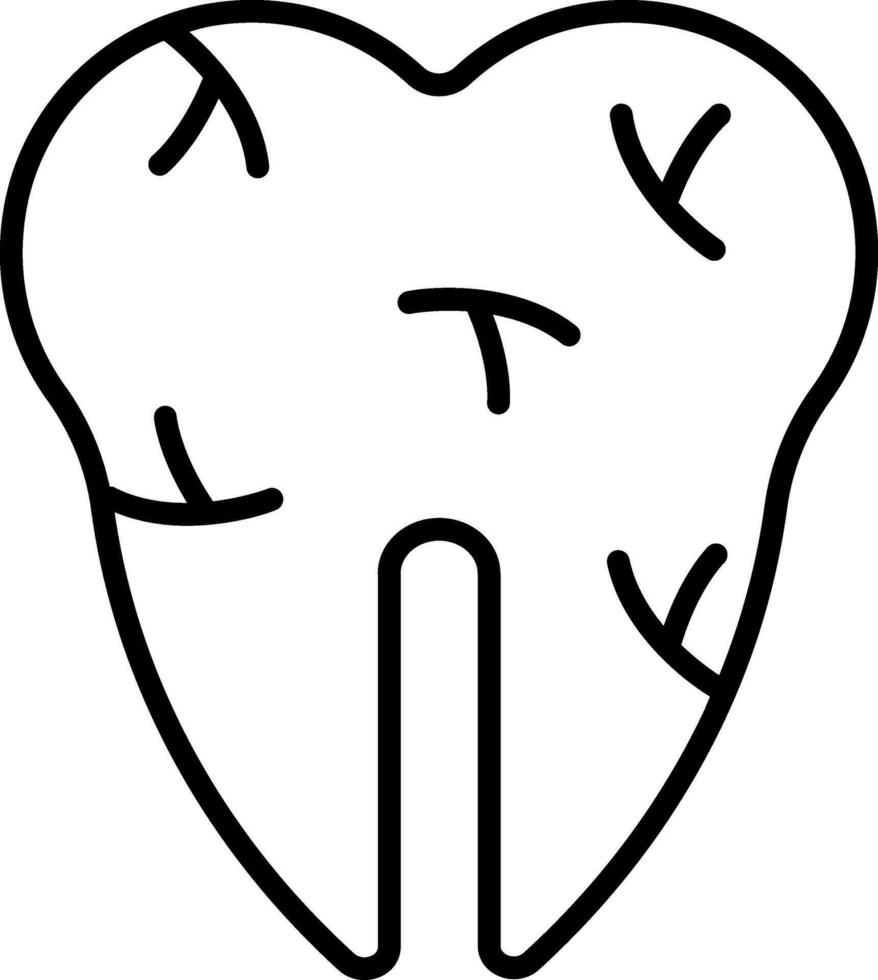 Flat Style Tooth Icon in Line Art. vector