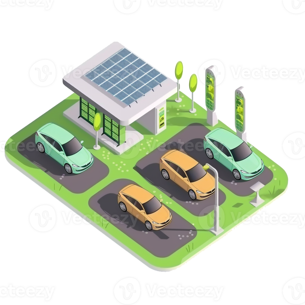 Solar cell cars parking roof ev car charging station png