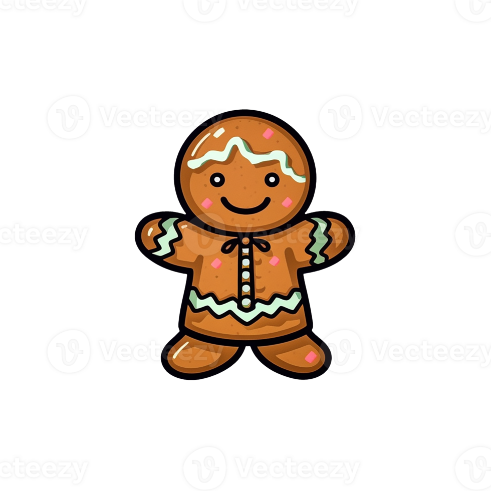 gingerbread isolated on transparent background, xmas, winter, , digital illustration. png