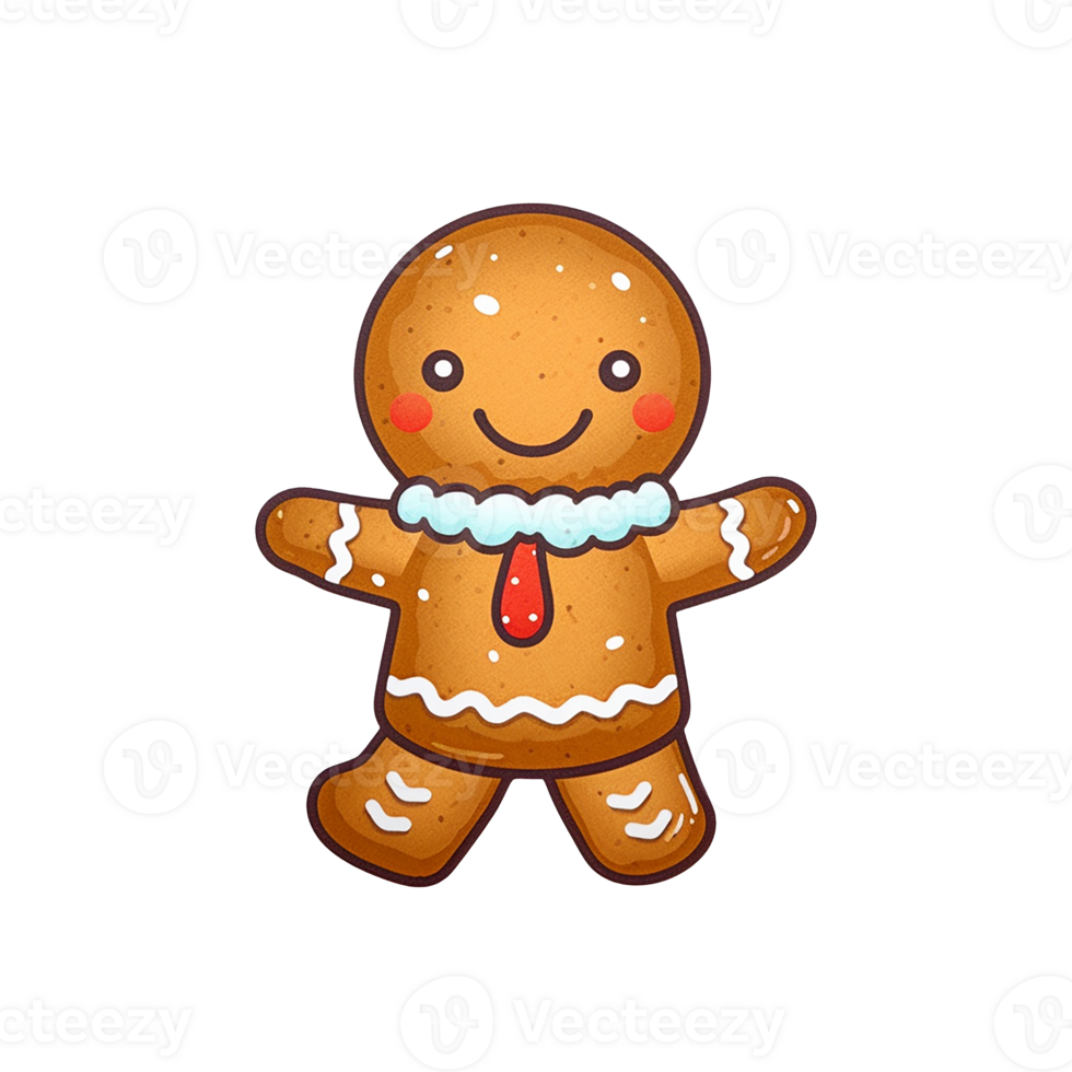 gingerbread isolated on transparent background, xmas, winter, , digital illustration. png