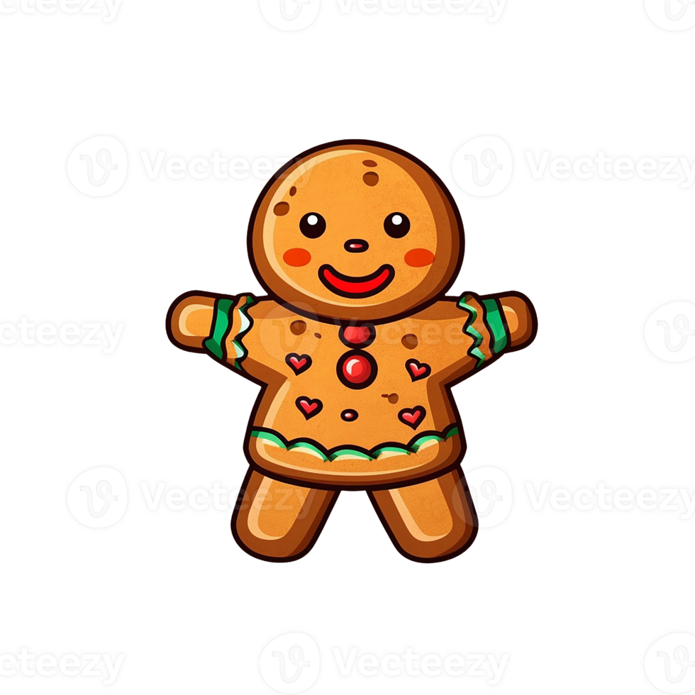 gingerbread isolated on transparent background, xmas, winter, , digital illustration. png
