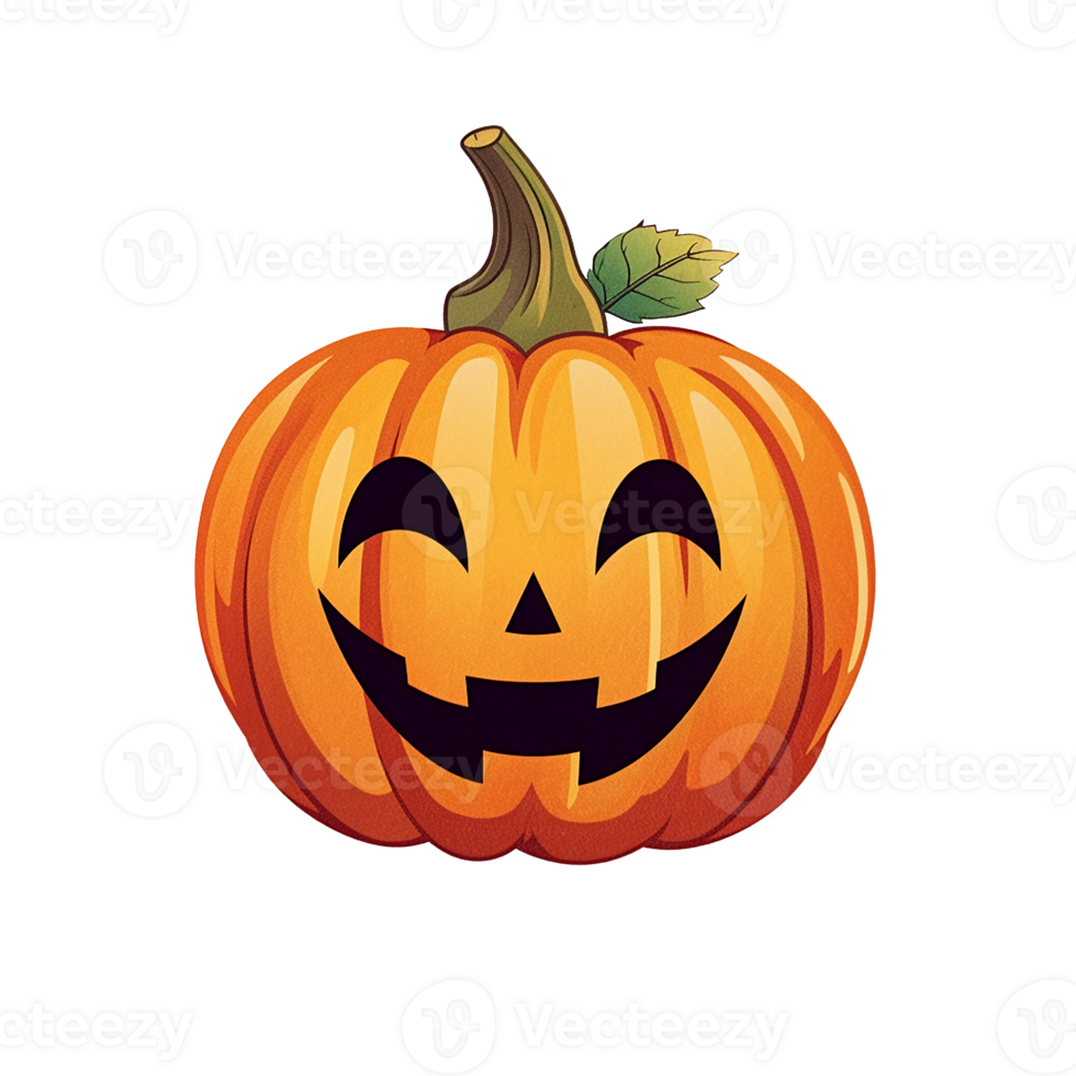 Cute Jack o lantern isolated on transparent background, cartoon Halloween, ai generated, digital illustration. png