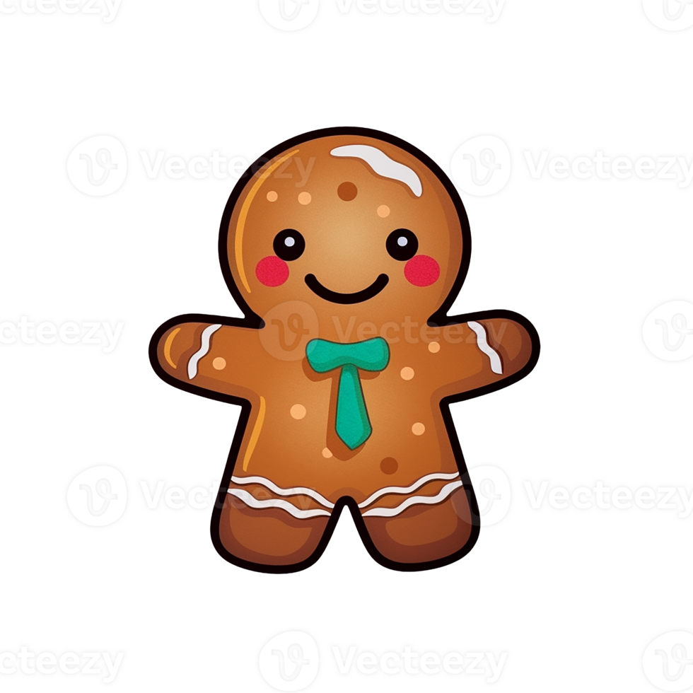 gingerbread isolated on transparent background, xmas, winter, , digital illustration. png