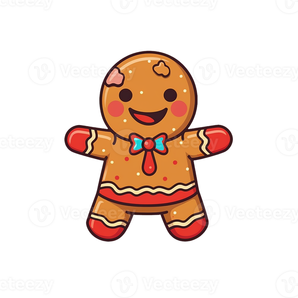 gingerbread isolated on transparent background, xmas, winter, , digital illustration. png