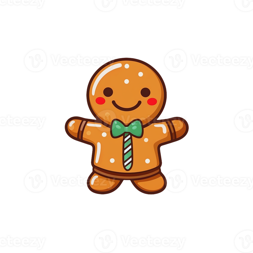 gingerbread isolated on transparent background, xmas, winter, , digital illustration. png