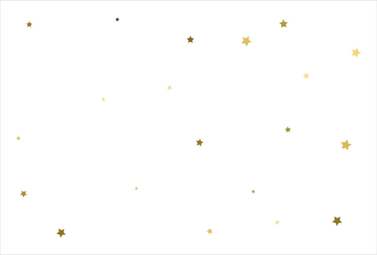 Random falling gold stars on white background. Glitter pattern for banner, greeting card, Christmas and New Year card, invitation, postcard, paper packaging vector