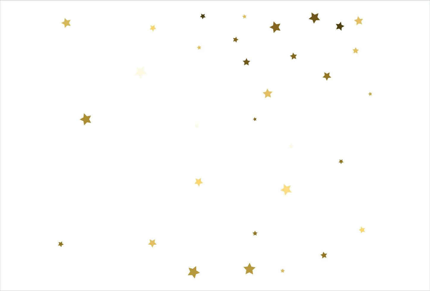 Random falling gold stars on white background. Glitter pattern for banner, greeting card, Christmas and New Year card, invitation, postcard, paper packaging vector