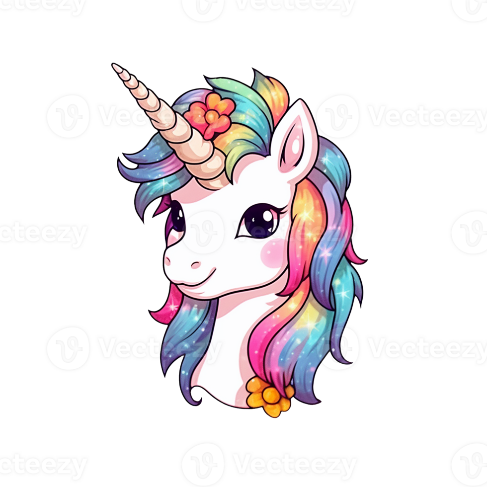 Cute unicorn horse pony isolated on transparent background, , digital illustration. png