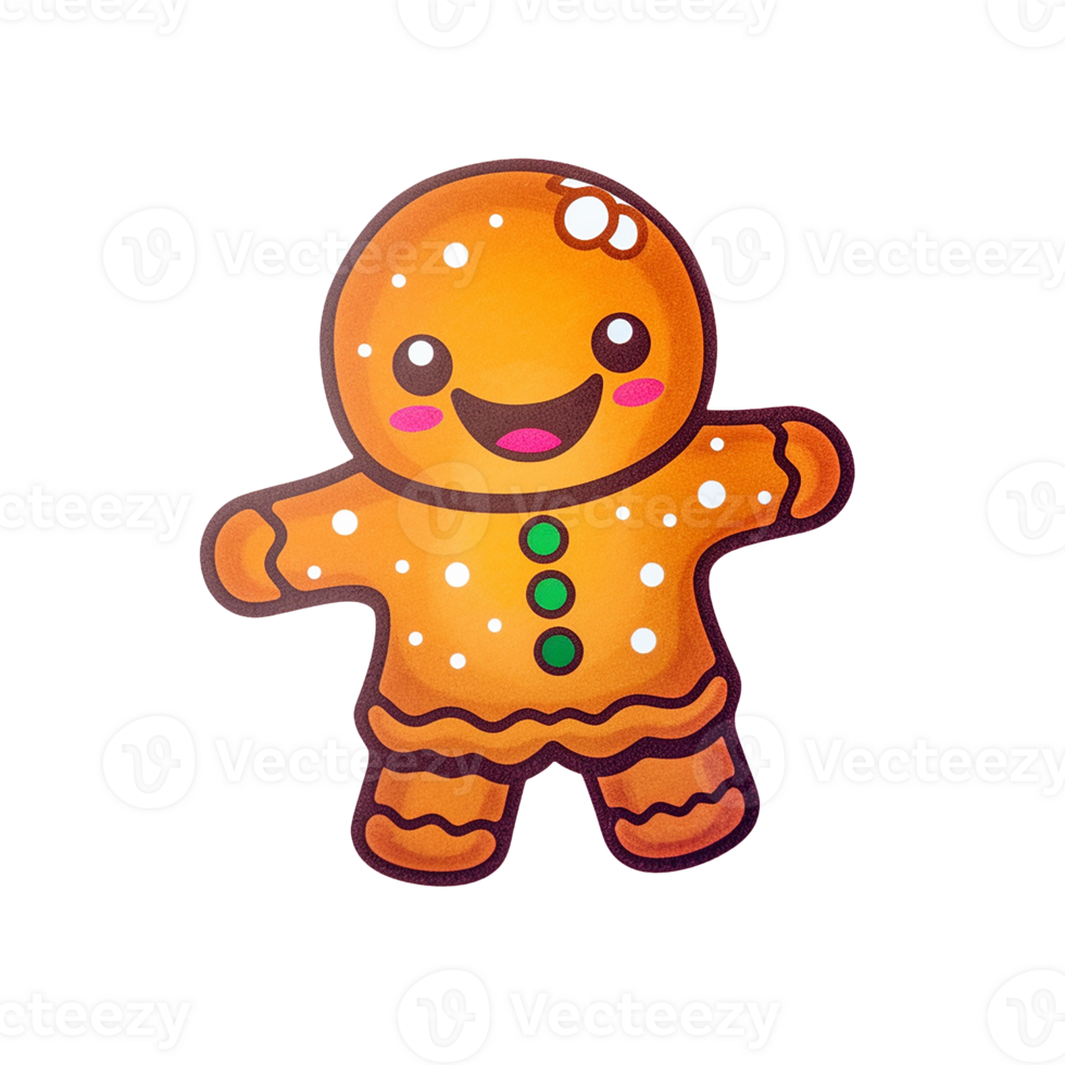 gingerbread isolated on transparent background, xmas, winter, , digital illustration. png