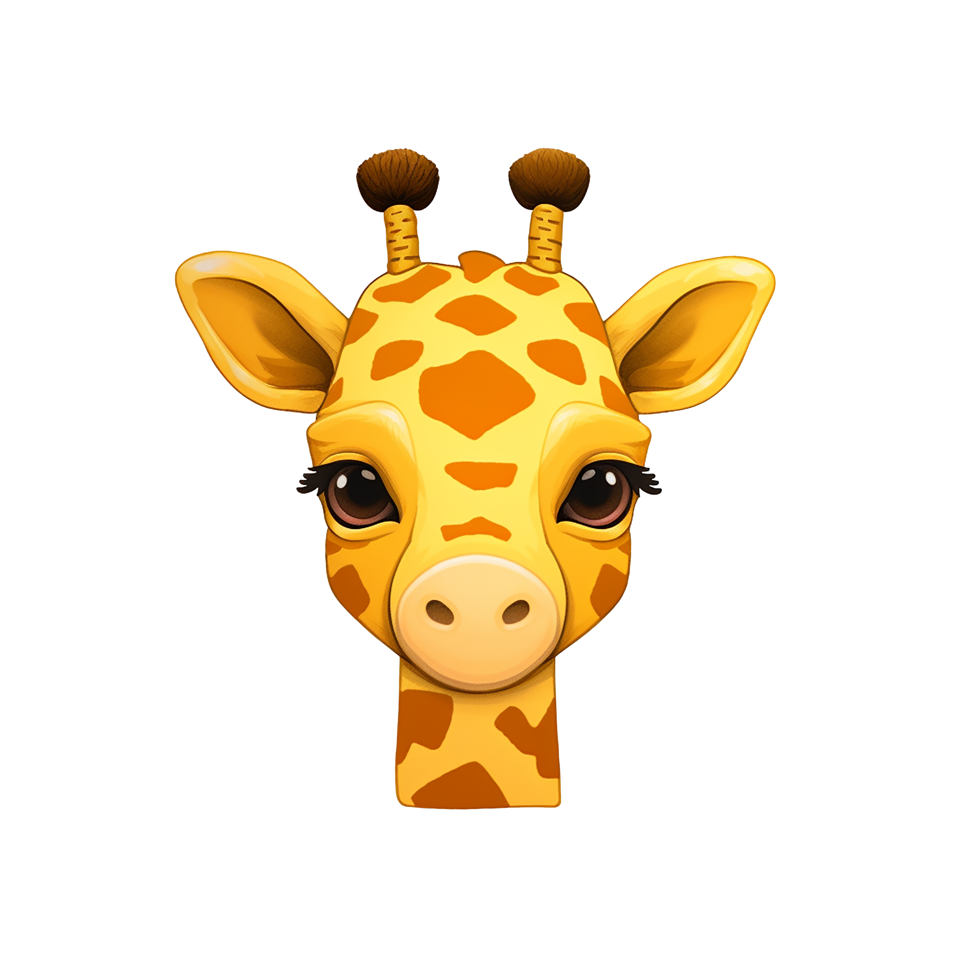 giraffe cartoon isolated on transparent background, ai generated