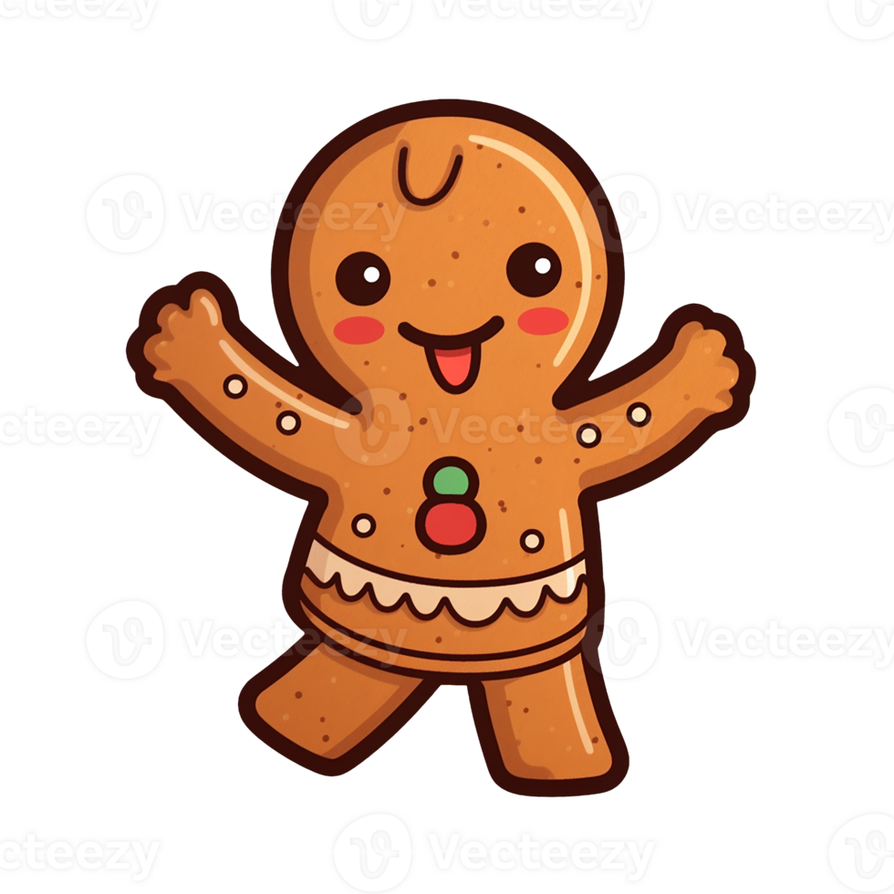 gingerbread isolated on transparent background, xmas, winter, , digital illustration. png