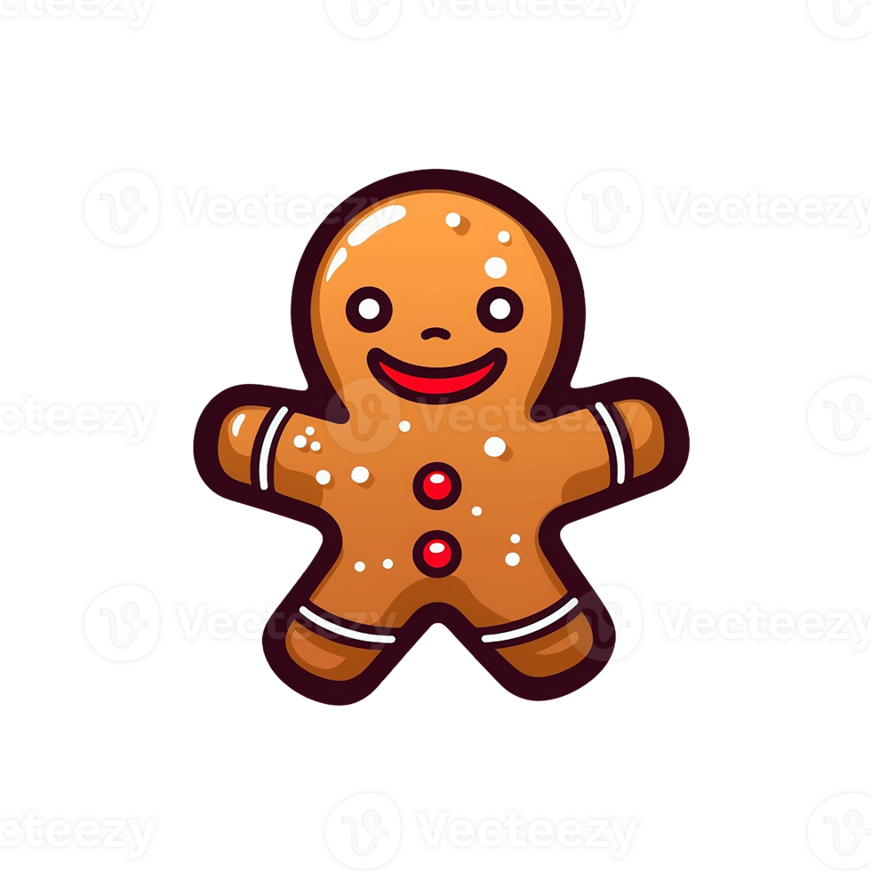 gingerbread isolated on transparent background, xmas, winter, , digital illustration. png