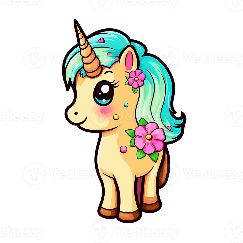 Cute unicorn horse pony isolated on transparent background, , digital illustration. png