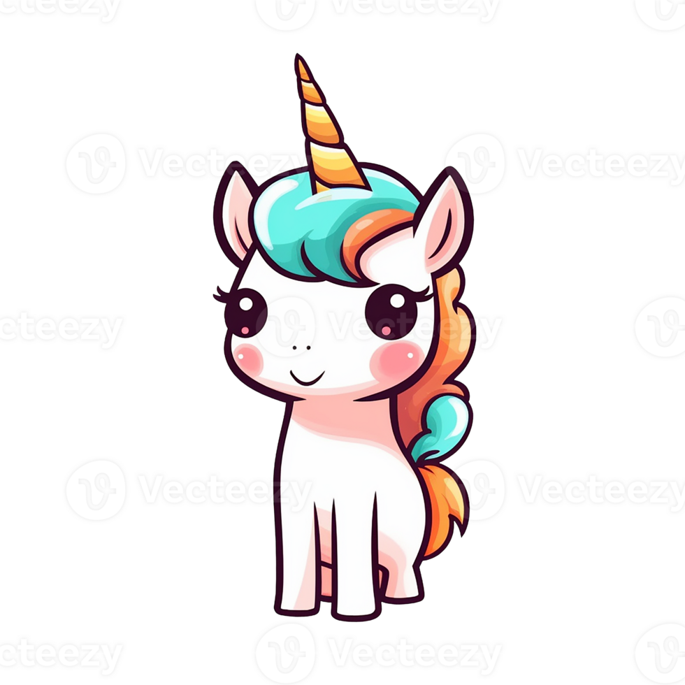 Cute unicorn horse pony isolated on transparent background, , digital illustration. png