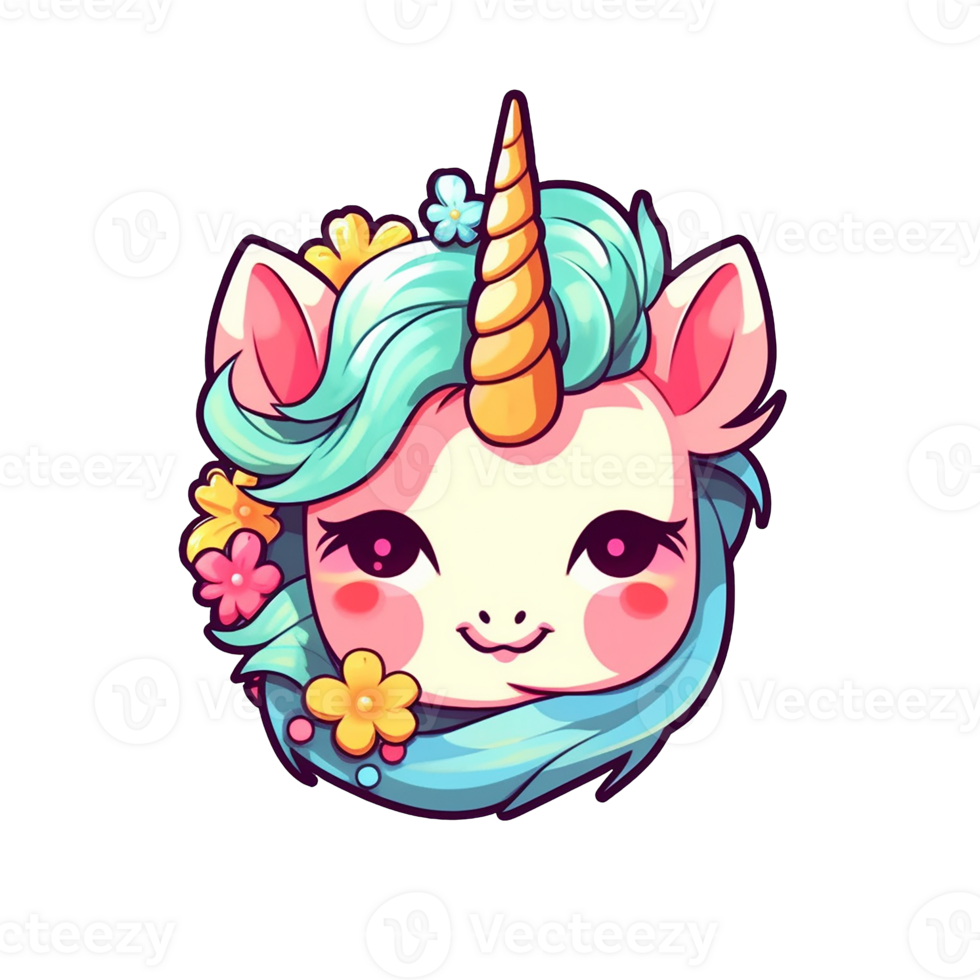 Cute unicorn horse pony isolated on transparent background, , digital illustration. png