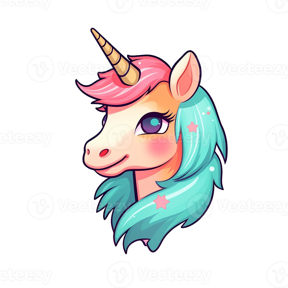 Cute unicorn horse pony isolated on transparent background, , digital illustration. png