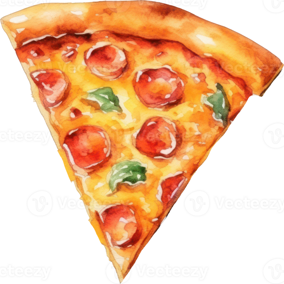 Pizza Watercolor Illustration. png
