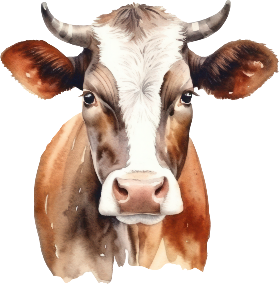 vache aquarelle illustration. ai généré png