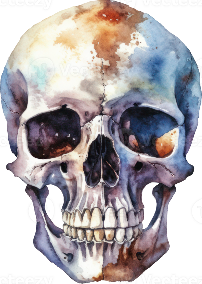 Skull Watercolor Illustration. png