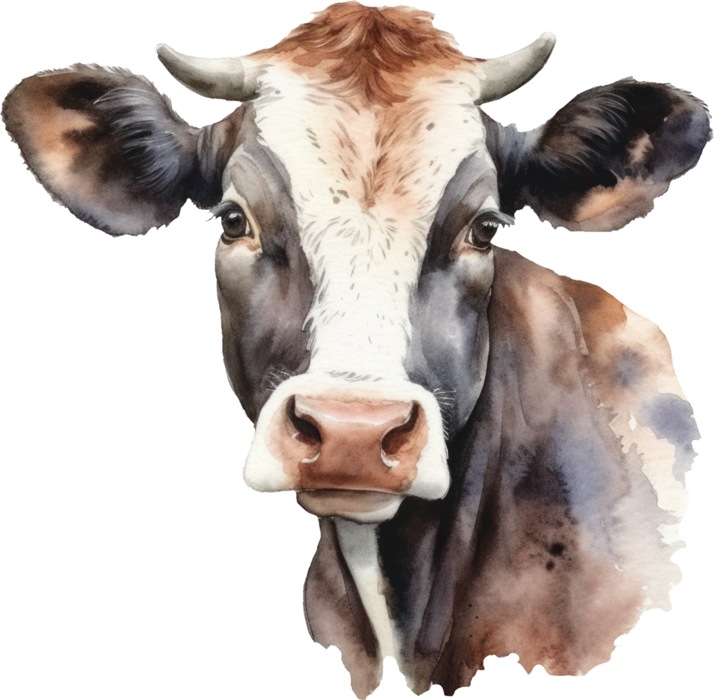 vaca acuarela ilustración. ai generado png